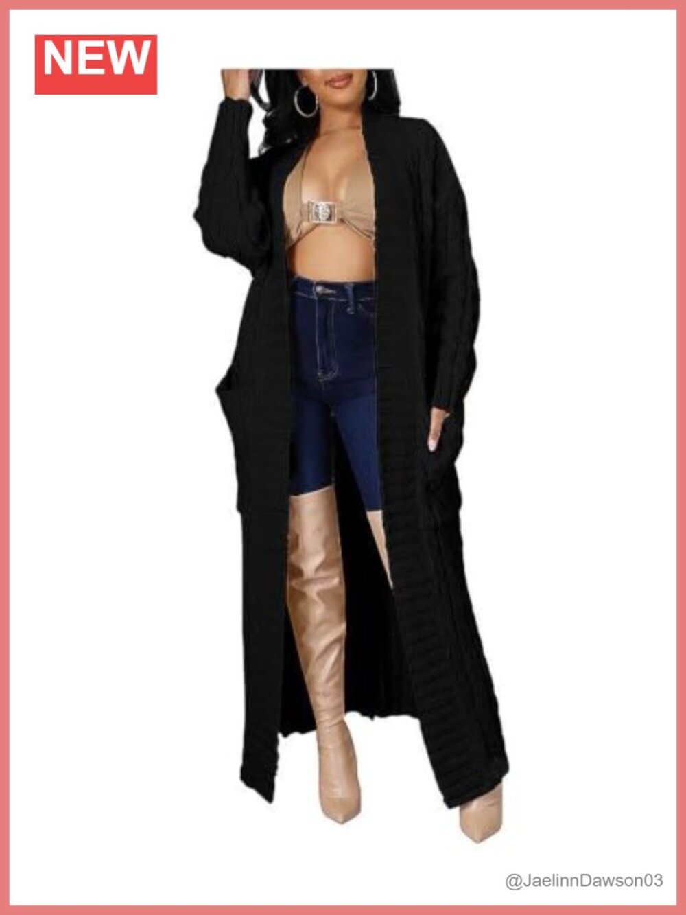 Women's Oversized V-Neck Knit Cardigan Long Sleeve Open Front Sweater